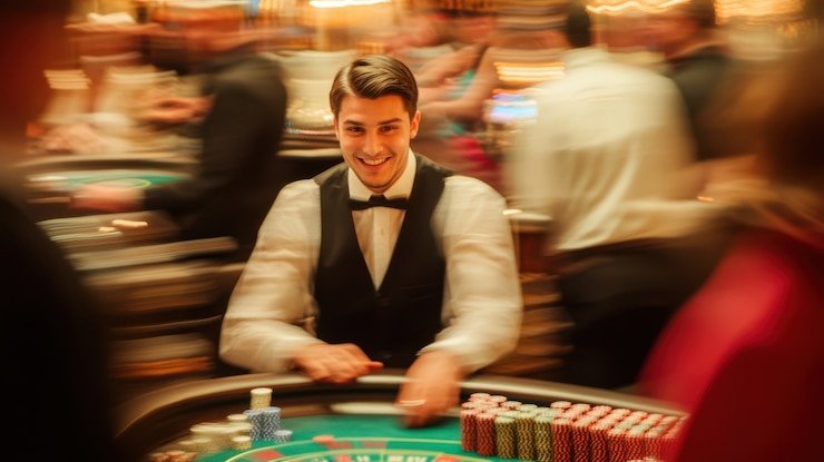 Caribbean Stud Poker dealer and player cards at keluaran sdy table